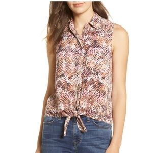 Beach Lunch Lounge Janera Floral Tie Front Top